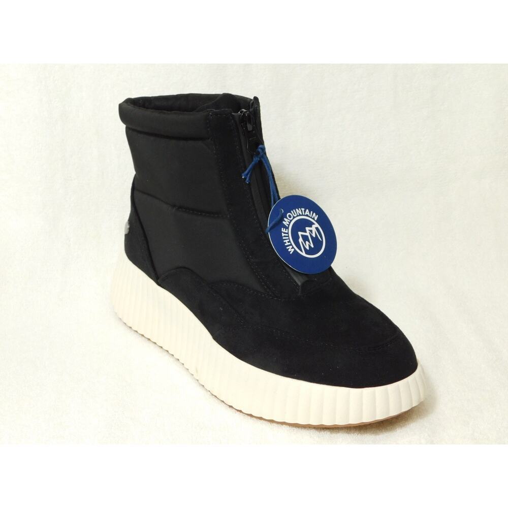 W679 White Mountain Black Multi Smooth Downtown Platform Ankle Booties - Size 8M